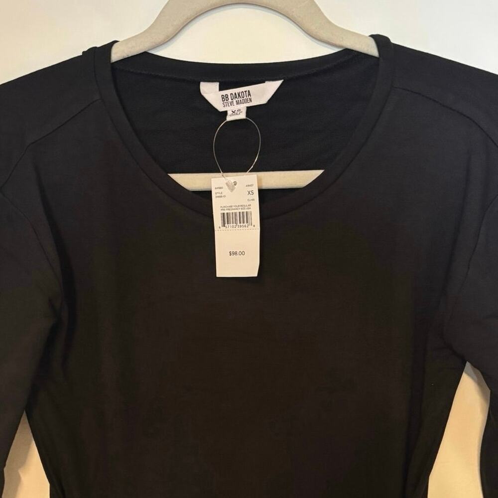 NWT BB Dakota Steve Madden Maternity Long Sleeve Black Tie Dress Size XS - Picture 2 of 6